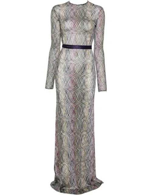 Zigzag-knit Open-back Dress