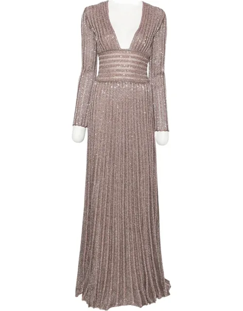 Sequin-embellished Pleated Maxi Dress