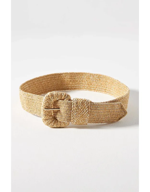 Raffia-wrapped Stretch Waist Belt