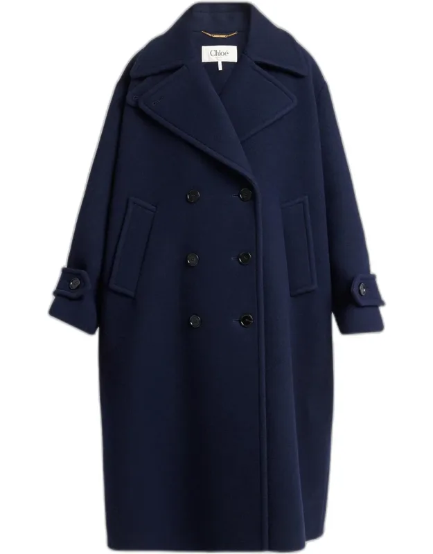 Wool-blend Double-breasted Coat