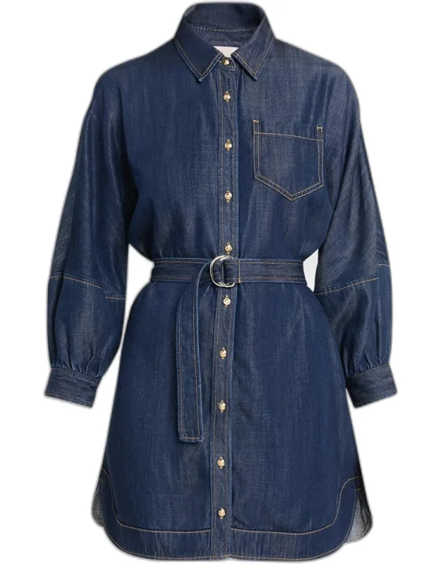 Chambray Belted Mini Shirtdress