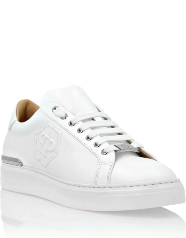 Nappa Leather Lo-top Sneakers With Contrasting Collar And Nickel-plated Heel Stabilizer