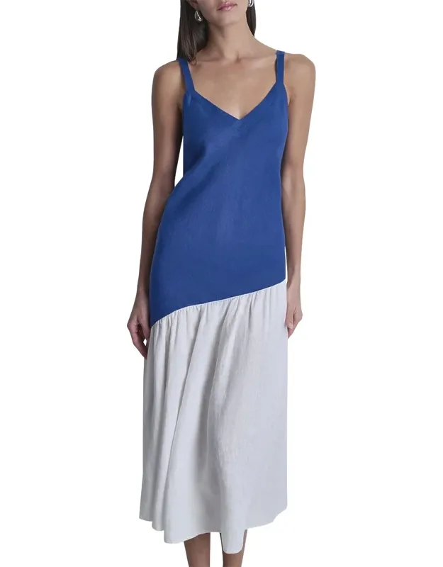 Colorblocked Hanky Linen Dress
