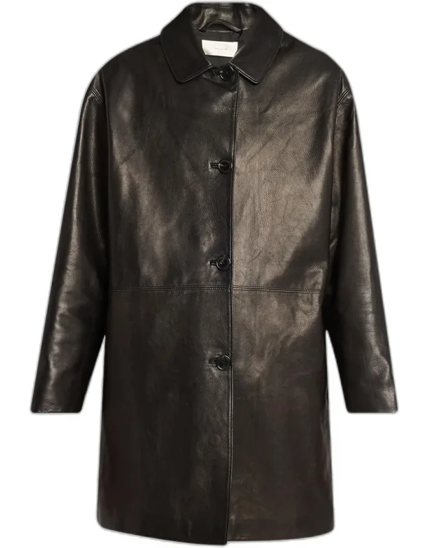 Leather Single-breasted Coat