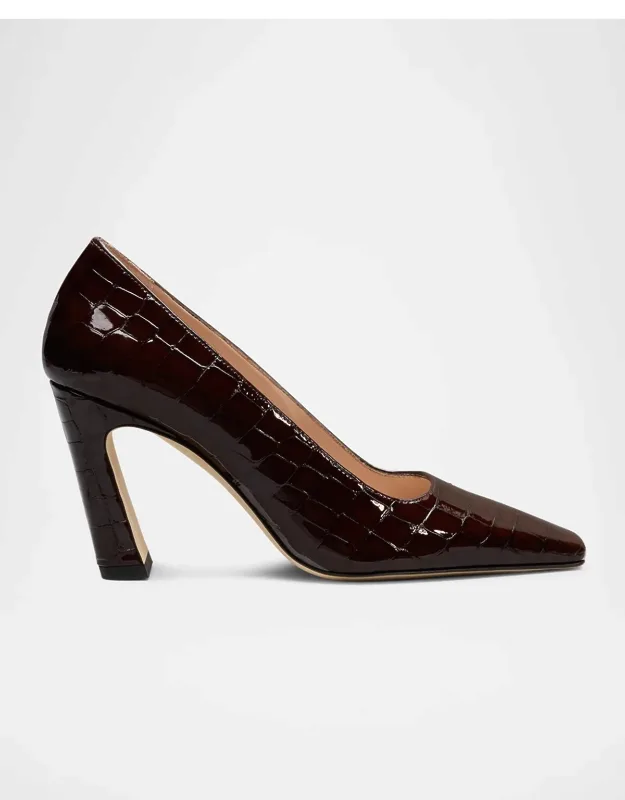 Croc-embossed Patent Leather Pumps