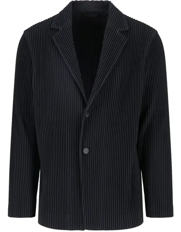 Pleated Notch Lapel Blazer