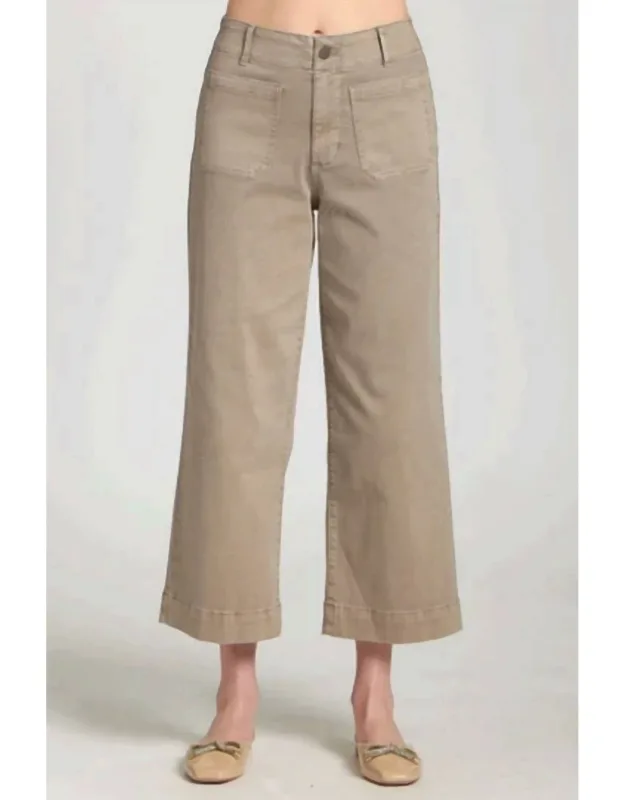 Cropped Wide Leg Pants With Pockets