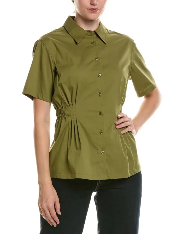 Pleated Waist Button-up Shirt