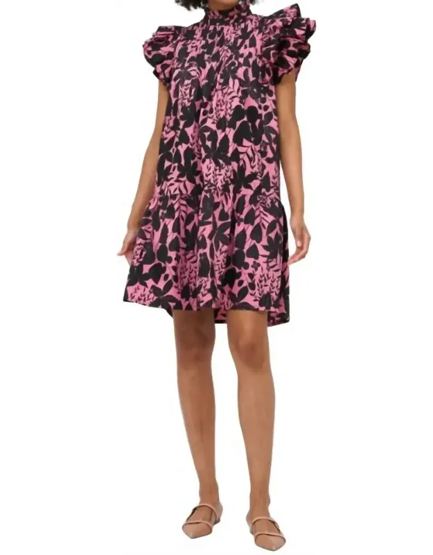 Pintuck Ruffle Mini Dress
