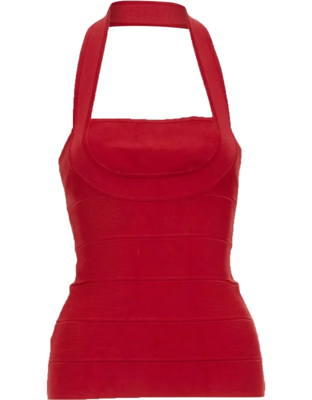 Halter Neck Structured Bodycon Bandage Tank Top