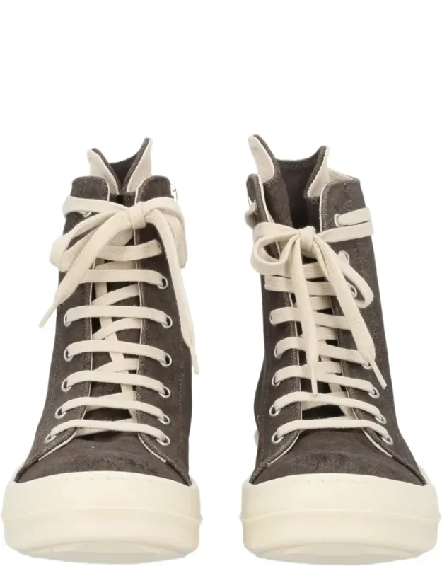 High-top Wrap-around Lace Cotton Sneakers