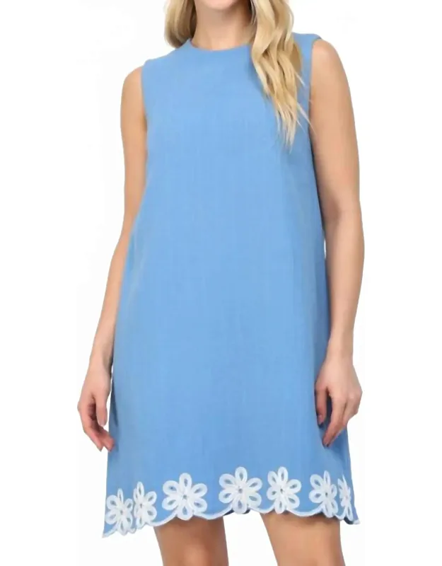 Embroidered Floral Hem Mini Dress