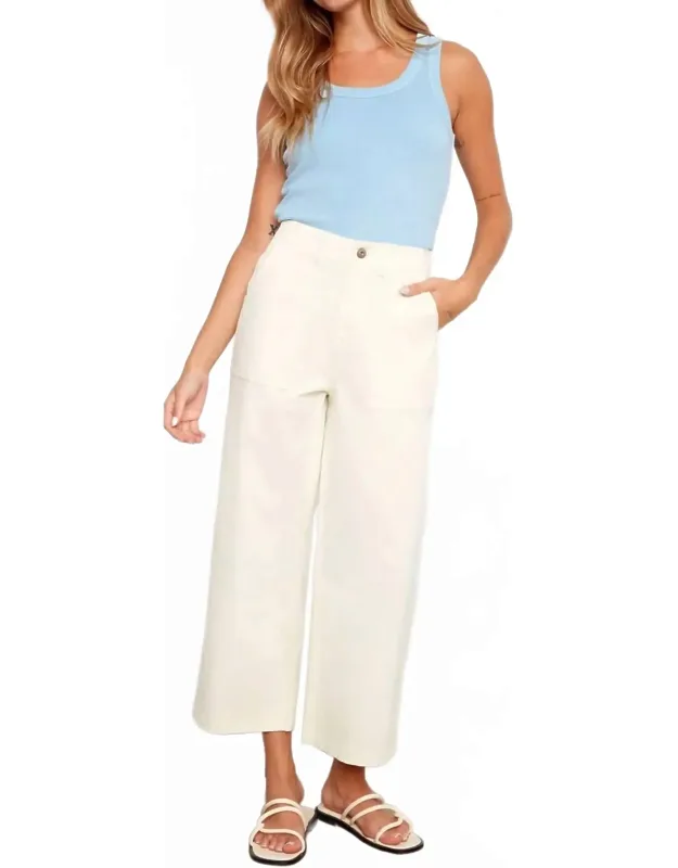 Cropped Utility Pocket Twill Pants