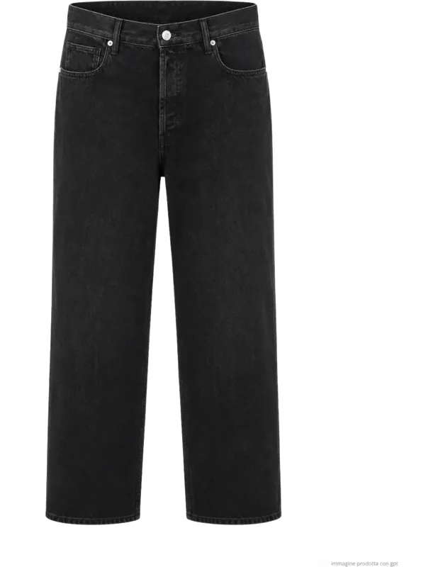 Washed Black Loose-fit Denim Jeans