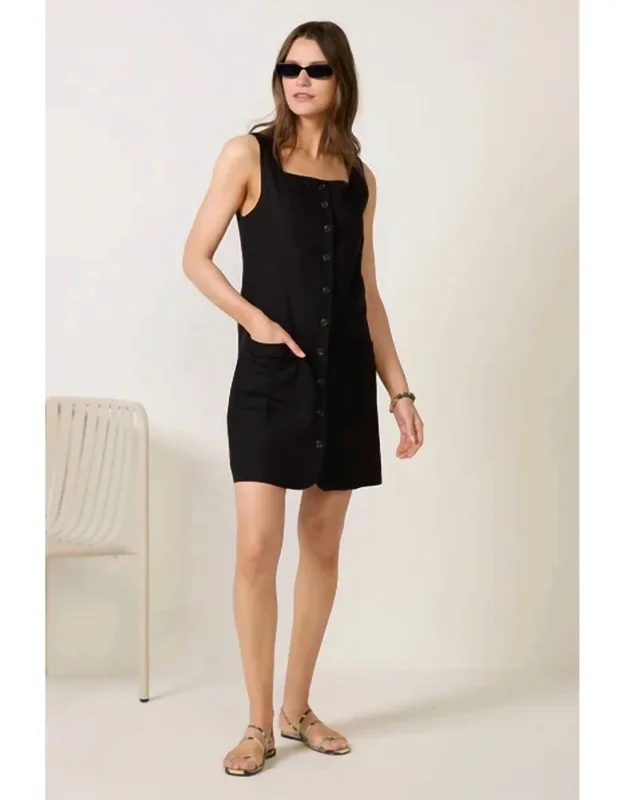 Posh Button Linen Dress