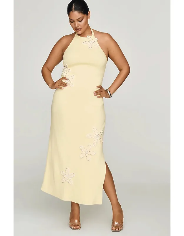 Beaded Halter Midi Dress
