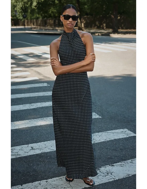 Satin Halter Maxi Dress