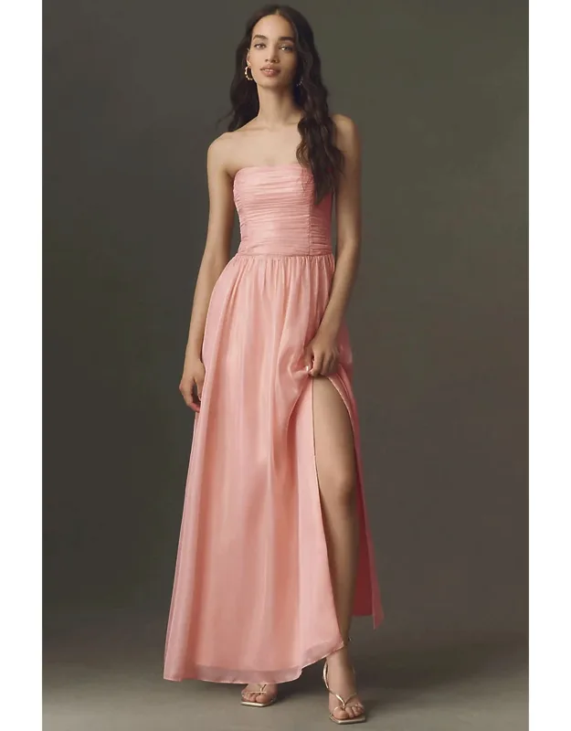 Pleated Metallic Maxi Dress