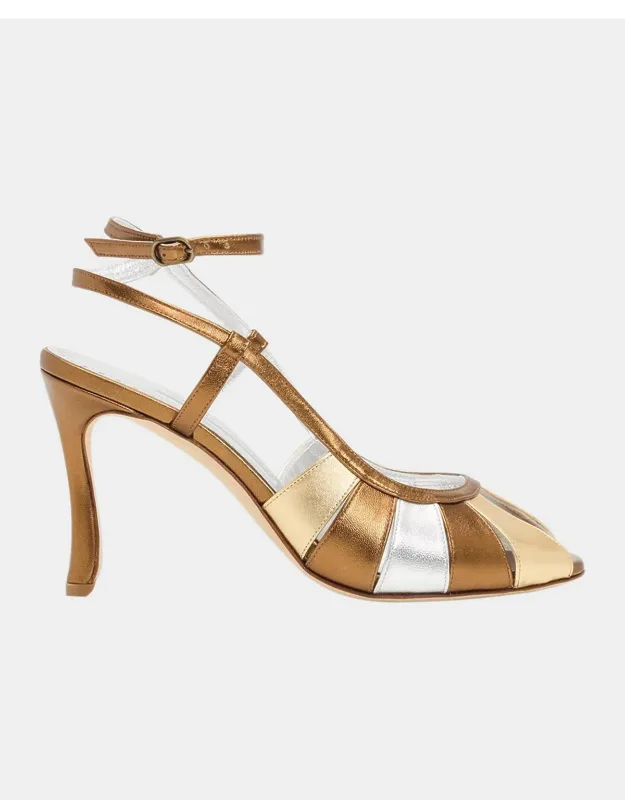 90mm Metallic Leather Sandals