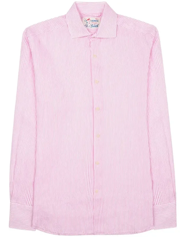 Subtle Striped Long-sleeve Linen Shirt