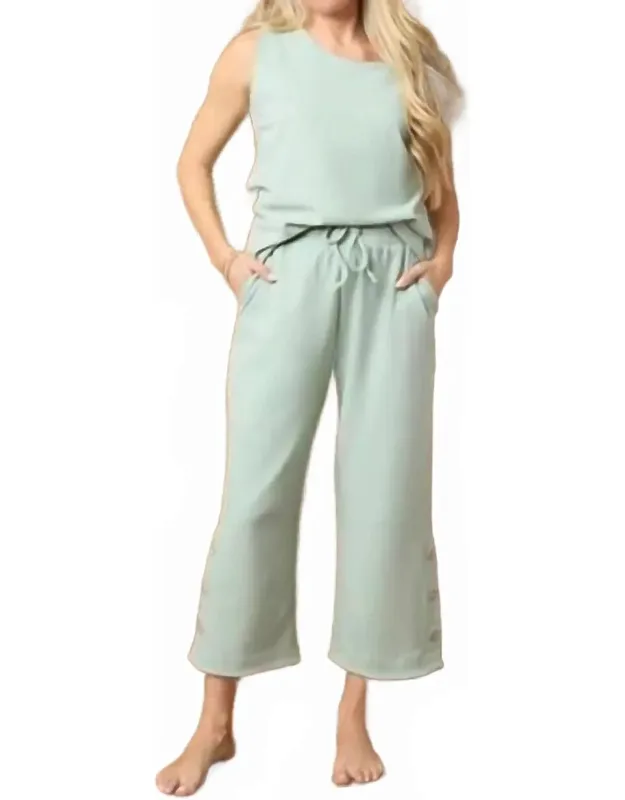 Weekend Brushed Button Crop Pants