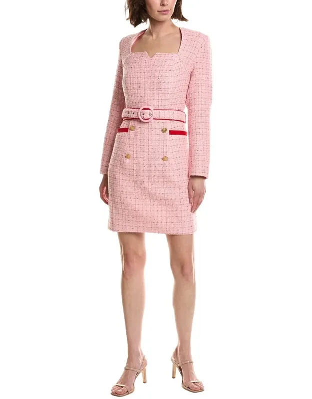 Belted Tweed Sheath Dress