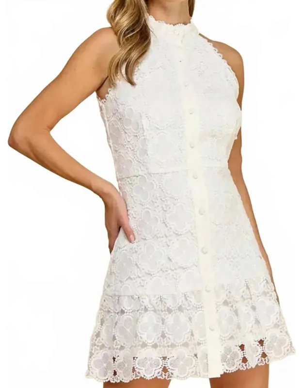 Floral High Neck Mini Dress
