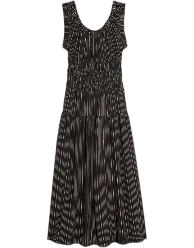 Striped A-line Maxi Dress