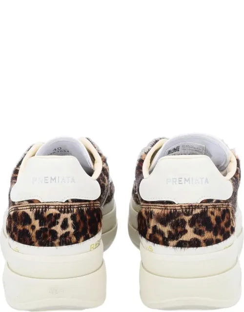 Leopard Print Chunky Sole Calf Leather Sneakers