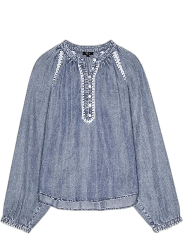 Embroidered Raglan-sleeve Top