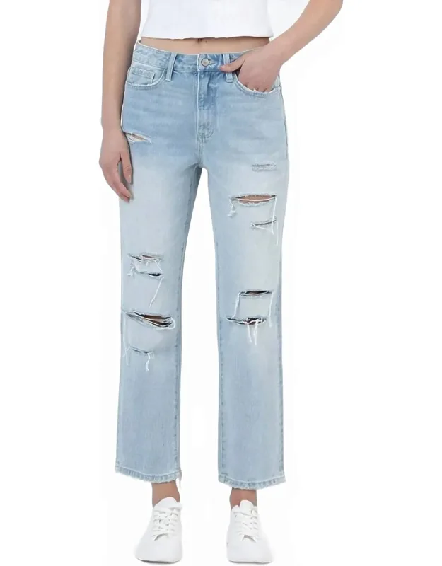 Distressed Crop Straight Jeans