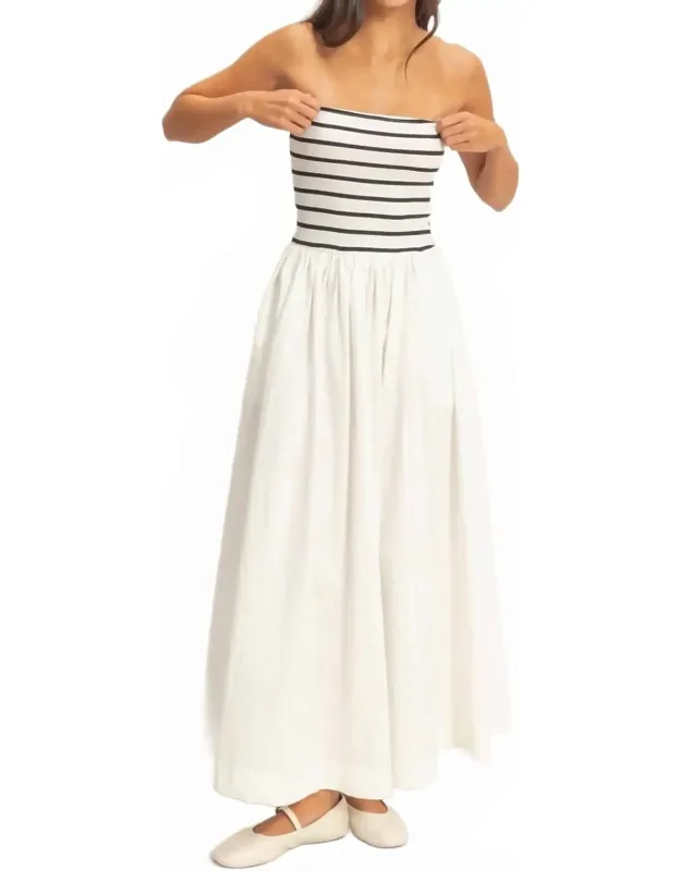 Striped Strapless Flowy Dress