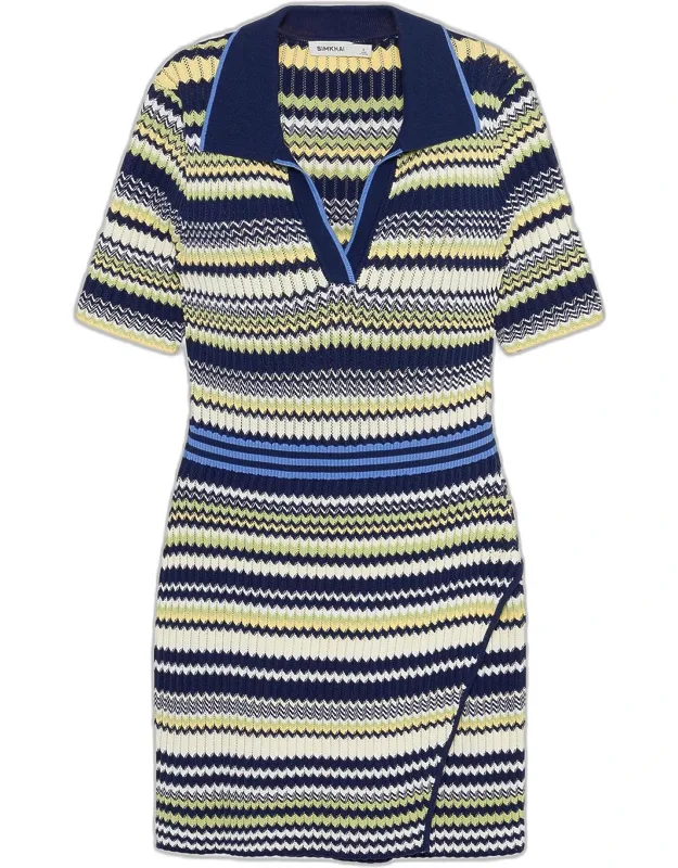 Chevron Polo Wrap Mini Dress