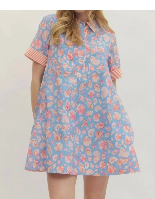Seashell Printed Mini Dress