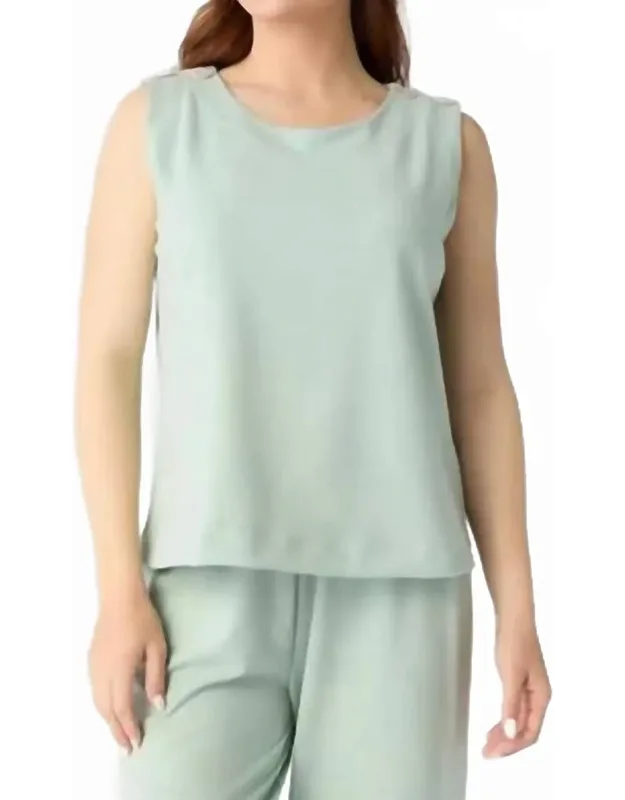 Weekend Brushed Button Shoulder Tank Top