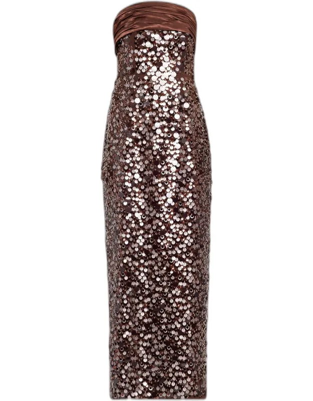 Strapless Sequin Column Maxi Dress