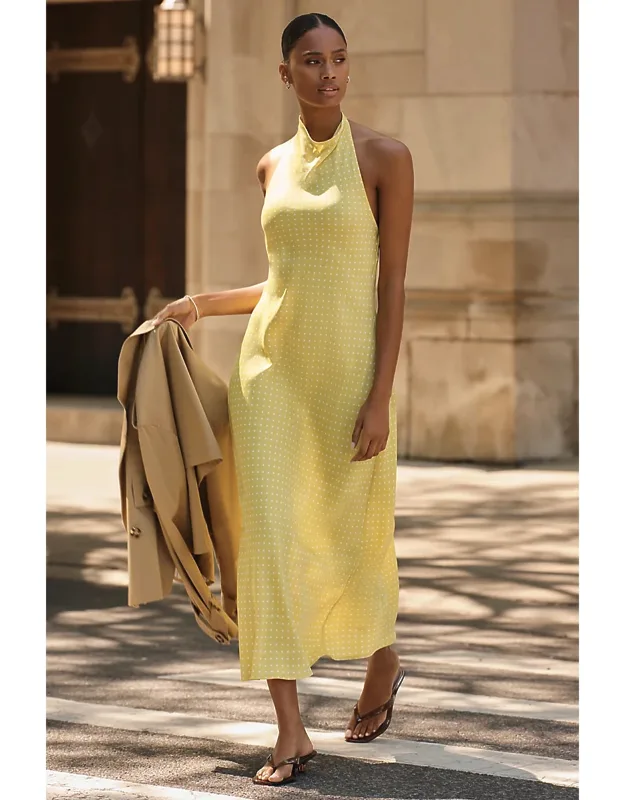 Satin Halter Midi Dress