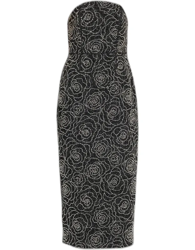 Floral Beaded Column Midi Dress