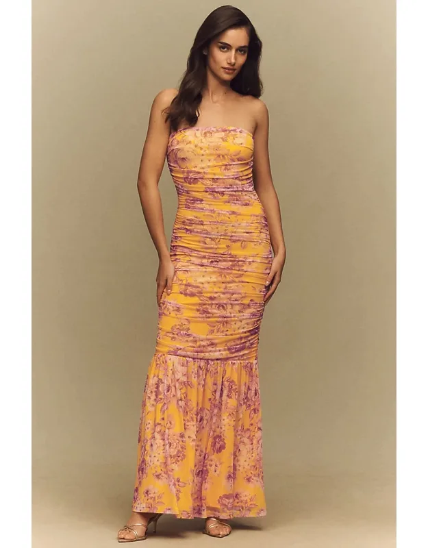 Mesh Strapless Maxi Dress