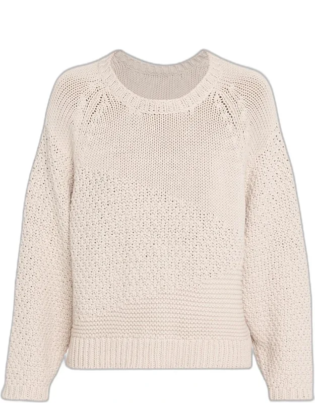 Mixed-stitch Crewneck Cotton Cord Sweater