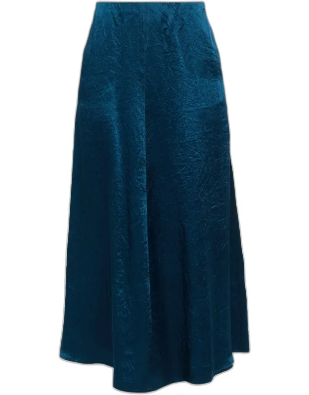 Crinkled Satin Maxi Skirt