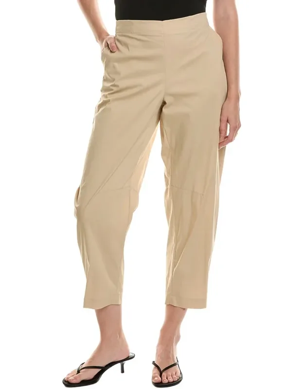 Pull-on Barrel Leg Poplin Pants