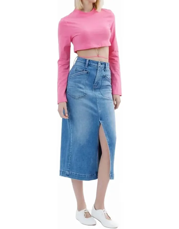 High Rise Utility Midi Skirt
