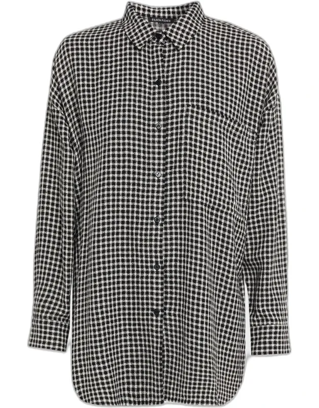 Crinkled Wool-cotton Grid Shirt