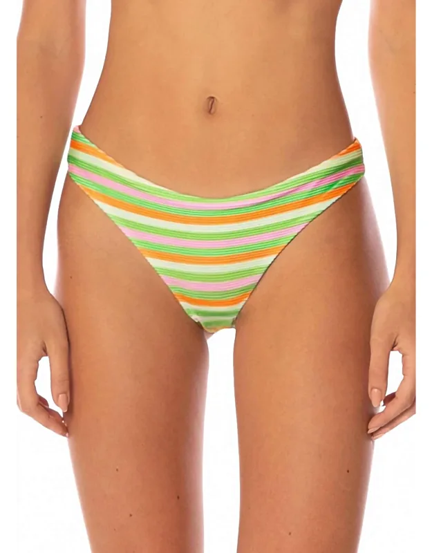 Rainbow Stripe Low Rise Thin Side Bikini Bottom