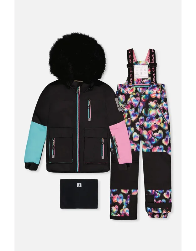 Two Piece Play Snowsuit With Heart Print Pants
