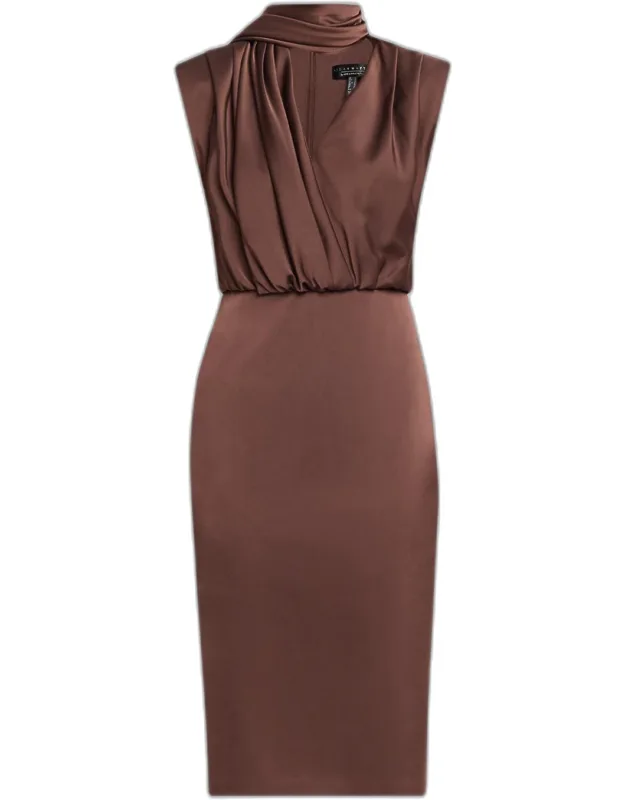 Draped Midi Sheath Dress