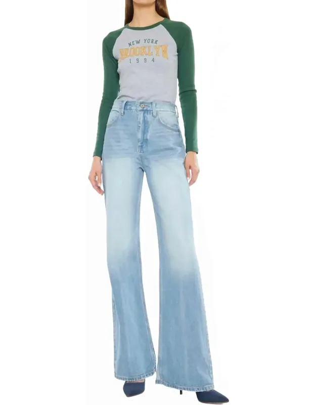 High Rise Wide Slit Jeans