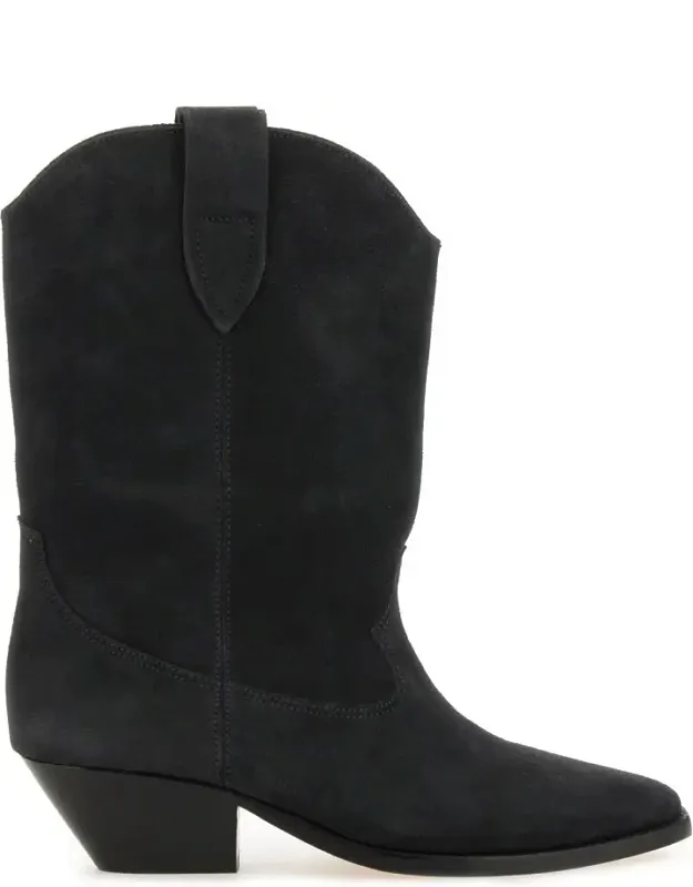 Pointed-toe Calf Suede Mid-calf Boots