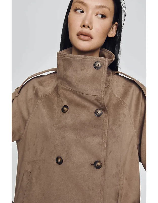 Funnel-neck Short Trench Coat